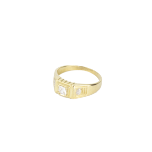 Anillo hombre con zirconia oro amarillo 10k