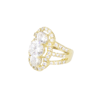 Anillo para dama con zirconias en oro de 10k