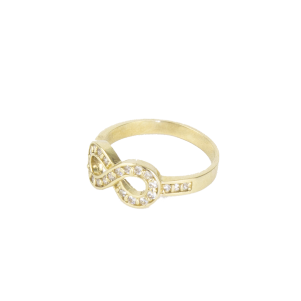 Anillo dama detalle zirconias infinito oro 10k