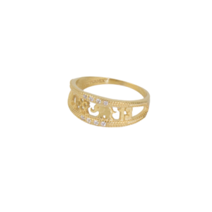 Anillo dama zirconias de la suerte oro de 10k