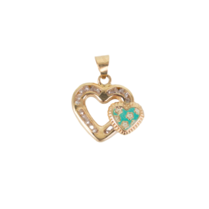 Dije corazones con zirconias oro de 10k 0.9 gramos