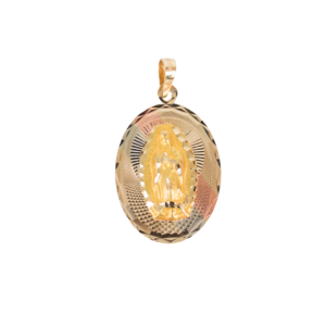 Medalla Virgen de Guadalupe en tres oros 10k 3.5 gramos